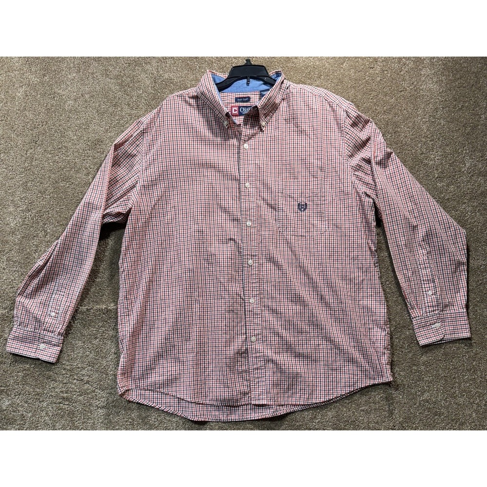 Chaps Shirt Mens XXL Easy Care Long Sleeve Button‎ Down Plaid